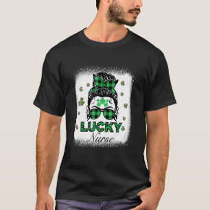 Bleached One Lucky Nurse Patricks Day Leopard Sham T-Shirt