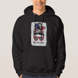 Bleached Race Ehefrau Life Racing American Flag Me Hoodie
