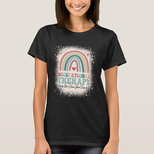 Bleached Rainbow Groovy Occupational Therapy OT Th T-Shirt (Vorderseite)