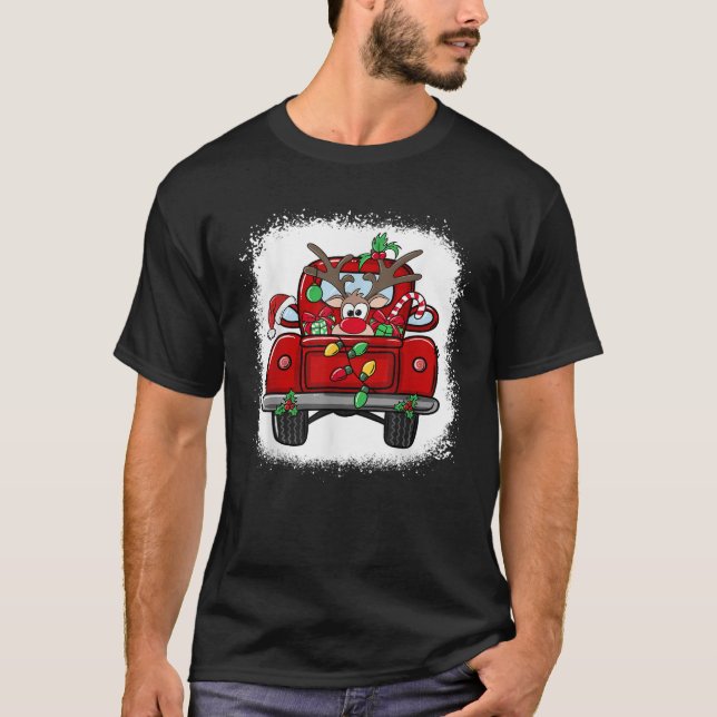 Bleached Rudolph Reindeer on Red Truck Funny Chris T-Shirt