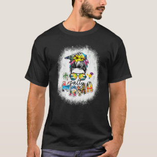 Bleached Salty Mama Messy Bun Beach Vibes Summer V T-Shirt