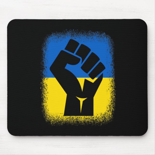 Bleached Shirts Fist Flag I Stand With Ukraine Sol Mousepad (Vorne)