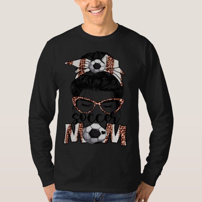 Bleached Soccer Mom Game Day Messy Bun Leopard Pri T-Shirt (Vorderseite)