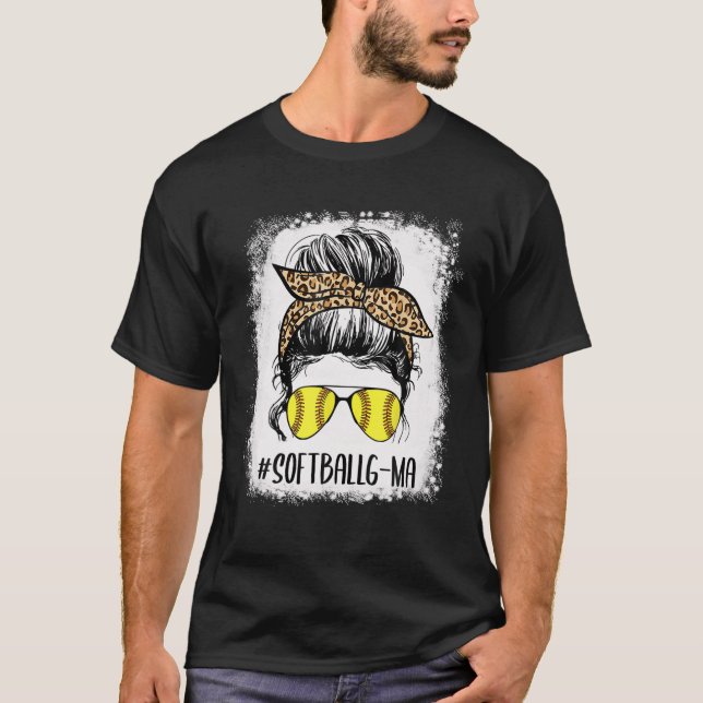 Bleached Softball G-Ma Life Leopard Messy Bun Moth T-Shirt (Vorderseite)
