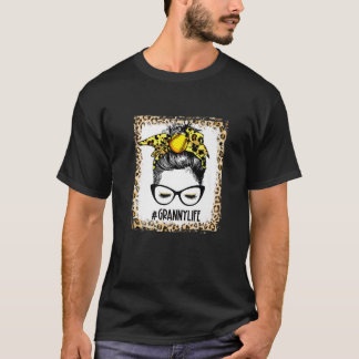 Bleached Softball Granny Messy Bun Game Day Mother T-Shirt