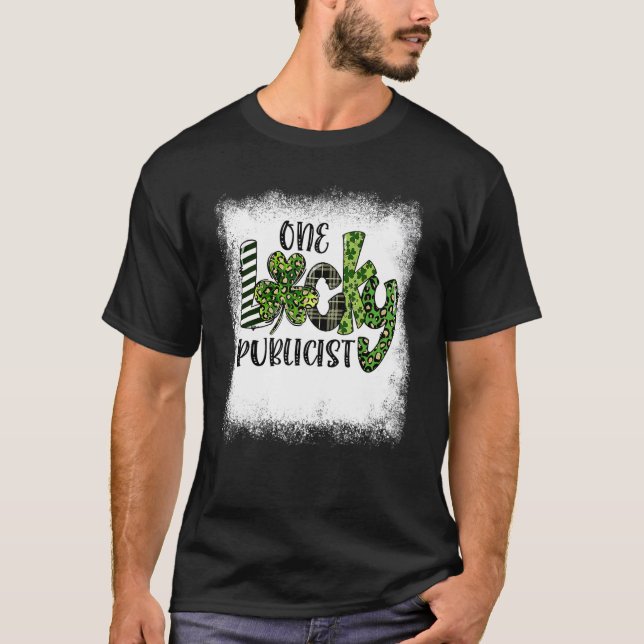 Bleached St Patricks Day Leopard One Lucky Publici T-Shirt (Vorderseite)