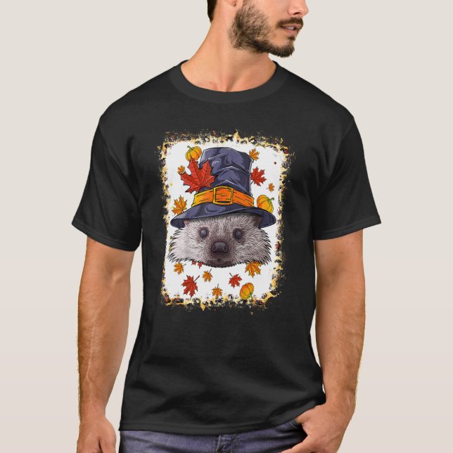 Bleached Thanksgiving Hedgehog Pilgrim Costume Fal T-Shirt (Vorderseite)