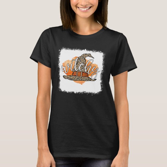 Bleached Witchy Leopard Hexenhut Basic Hexe T-Shirt (Vorderseite)