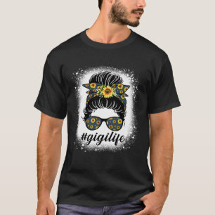 Bleaches Gigi Life Messy Hair Bun Sonnenblume Mutt T-Shirt