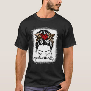 Bleaches Godmutter Life Messy Bun Leopard Print Mo T-Shirt