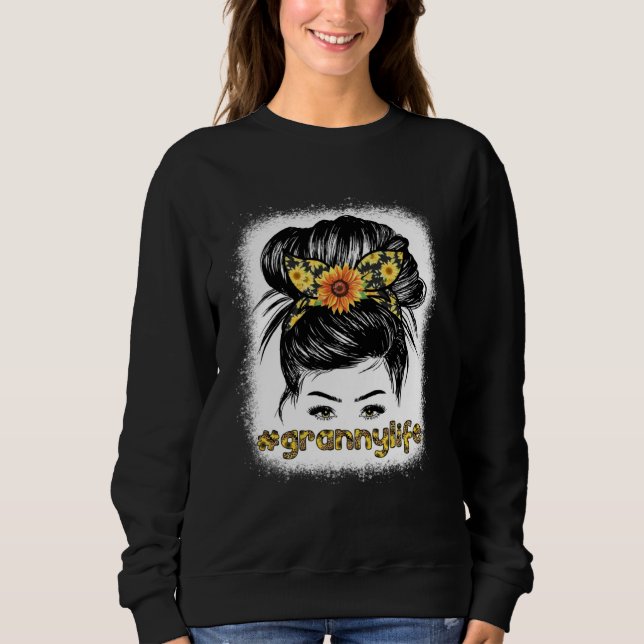 Bleaches Granny Messy Hair Bun Sunflower Women Mot Sweatshirt (Vorderseite)