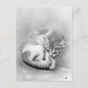 Bleak wintry Kitty Postkarte