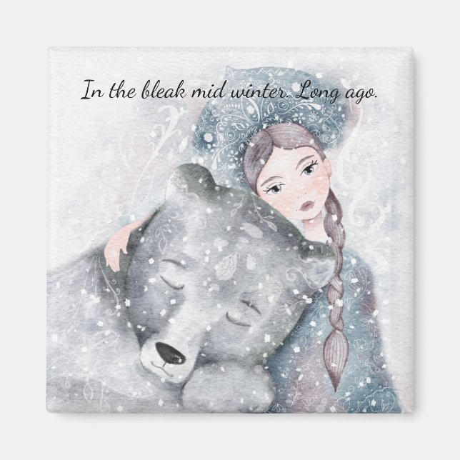 Bleave Mitte Winter Bear Schneefall Princess Wasse Magnet (Vorne)
