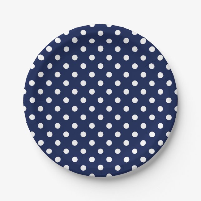 Blech-Papiertafeln für Navy-Blue-Polka Pappteller (Vorderseite)