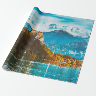 Bled Castle auf einem Felsen oberhalb la Geschenkpapier