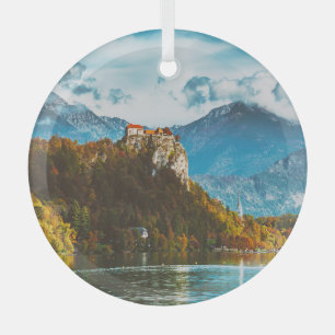 Bled Castle: Slowenischer Cliff-Blick. Ornament Aus Glas