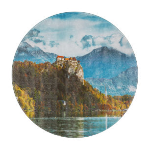 Bled Castle: Slowenischer Cliff-Blick. Schneidebrett