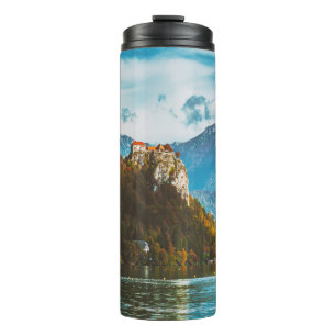 Bled Castle: Slowenischer Cliff-Blick. Thermosbecher