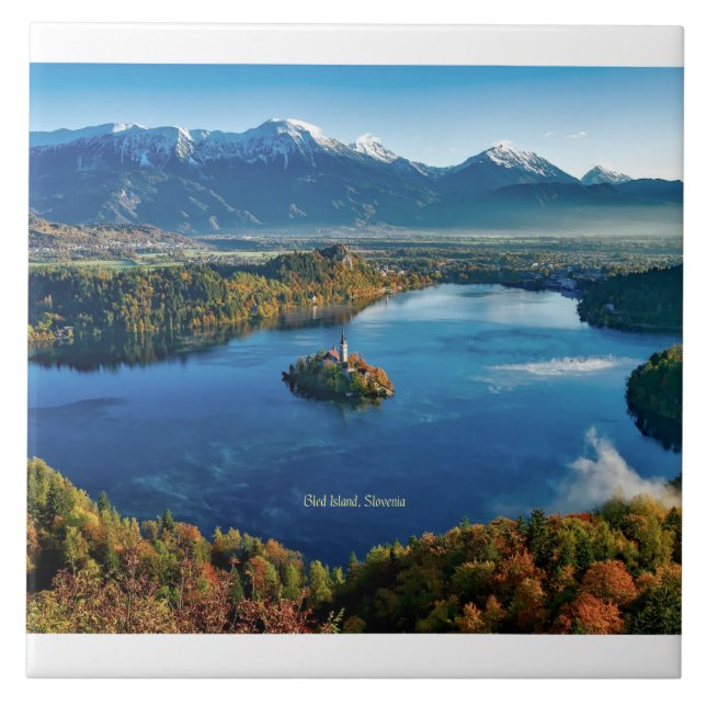 Bled Island, Slowenien, landschaftlich, Fliese (Vorderseite)