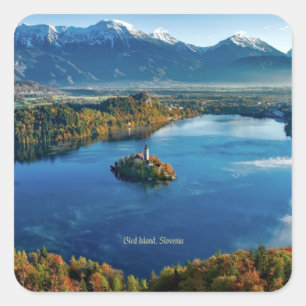 Bled Island, Slowenien, landschaftlich Quadratischer Aufkleber