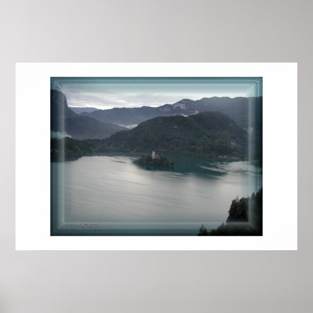 Bled Lake, Aussicht von oben mit Schloss Poster (Vorne)