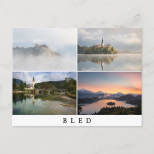 Bled Landschaftsfotografie in Collage Postkarte