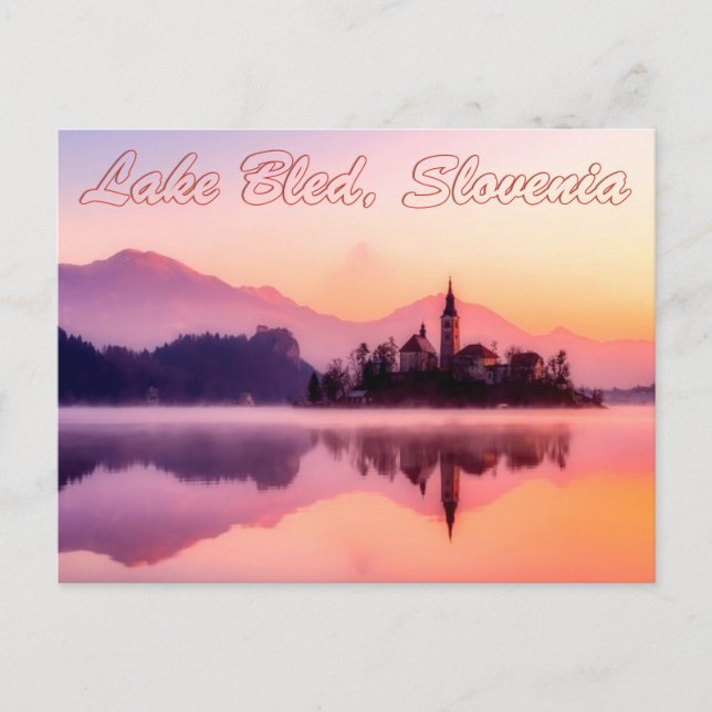 Bled-See, Slowenien Schöner Sonnenaufgang Postkarte (Vorderseite)