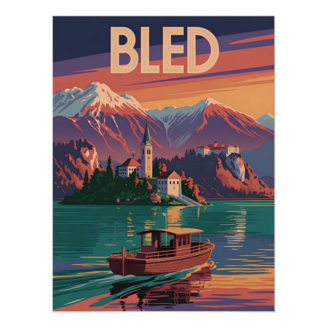 Bled Slovenia vintage Poster (Vorderseite)