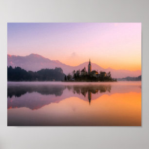 Bled Slowenien bei Sunset Poster