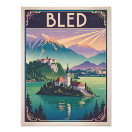 Bled Slowenien vintage Fotodruck