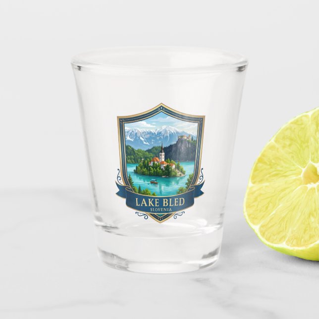 Bledsee Slowenien Schnapsglas (Vorderseite)