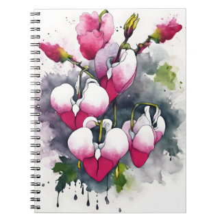 Bleeding Heart - Wasserfarben Blumen Notizblock