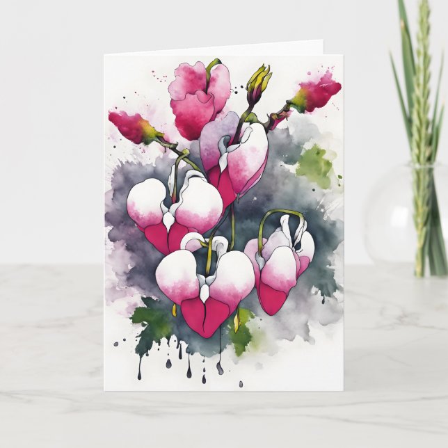 Bleeding Heart - Watercolor flowers Karte (Vorderseite)