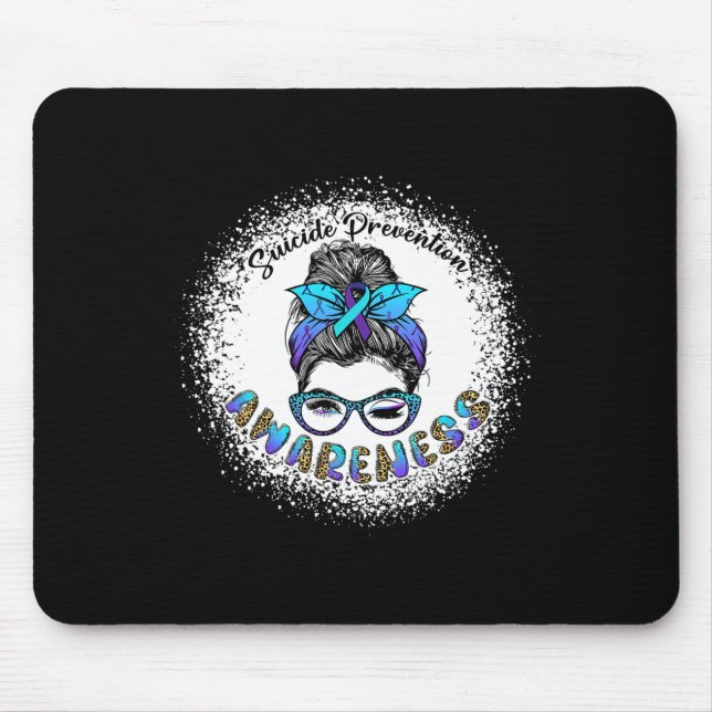 Blei Suizid Prävention Bewusstsein Messy Bun Gi Mousepad (Vorne)