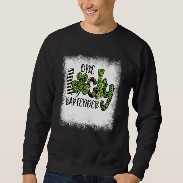 Bleiached St Patricks Day Leopard One Lucky Barten Sweatshirt (Vorderseite)