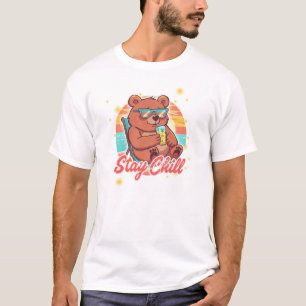 Bleib Chill Bär Aufkleber - Süßer Kawaii Teddy Str T-Shirt