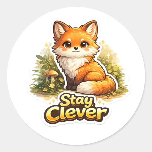 Bleib clever - Süße Fuchs-Motivation Runder Aufkleber (Vorderseite)