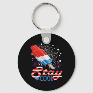 Bleib cool 4. Juli Popsicle-Shirt Jungen Männer US Schlüsselanhänger