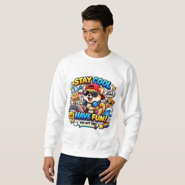 Bleib cool Corgi   Sweatshirt (Vorne ganz)