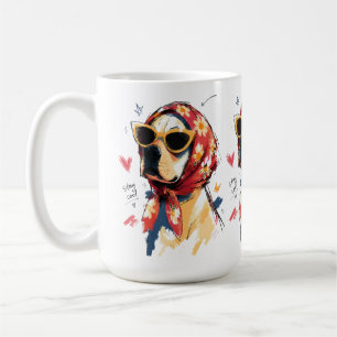 Bleib cool Hund mit floralem Kopftuch und Sonnenbr Kaffeetasse