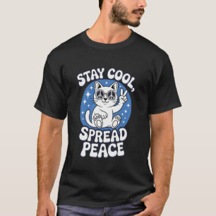 Bleib cool mit Peace Cat mit Brille und Sieg T-Shirt