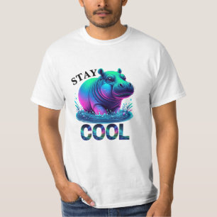 Bleib cool, Neon-Nilpferd lümmelt im Sumpf T-Shirt