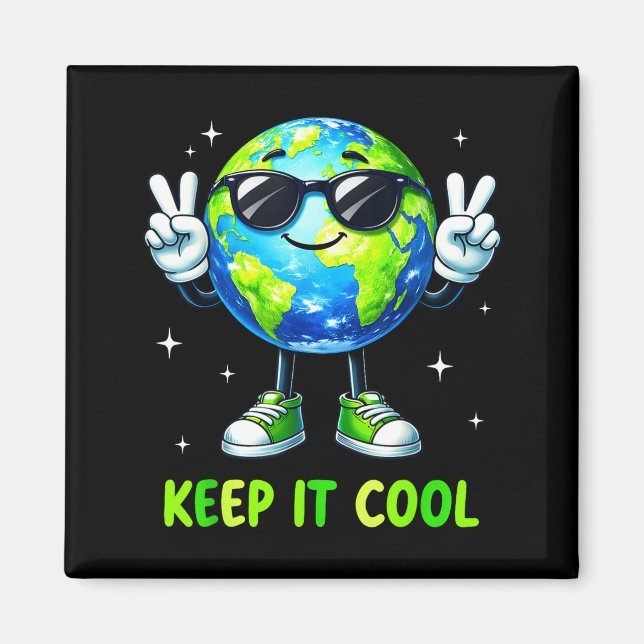 Bleib cool Planet Friedenszeichen Erdtage Männer J Magnet (Vorne)