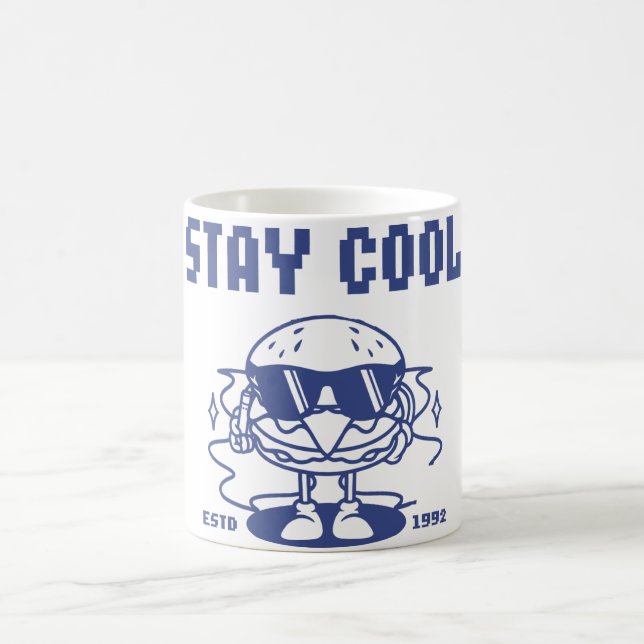 Bleib cool Retro-Burger-Cartoon - Hamburger Essen  Kaffeetasse (Mittel)