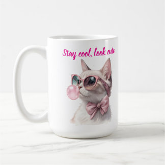 Bleib cool, sieh süß aus Pinke Katze bläst Bubble Kaffeetasse
