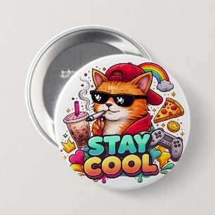 Bleib Cool Vibes – Chill Cat Streetwear Button