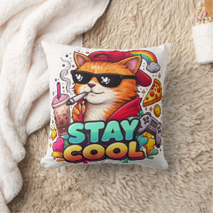 Bleib Cool Vibes – Chill Cat Streetwear Kissen