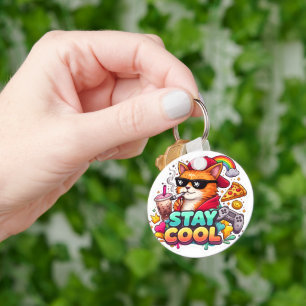 Bleib Cool Vibes – Chill Cat Streetwear Schlüsselanhänger