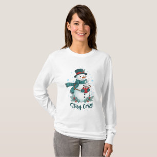 Bleib Cozy Winter Schneemann Mit Heißer Schokolade T-Shirt