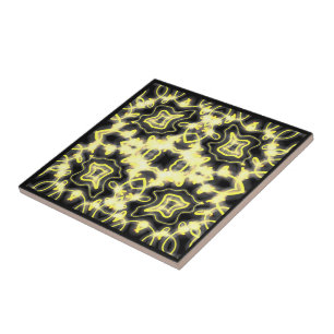 Bleib dran Neon-Glow-Schild Schwarz und Gelb Fliese